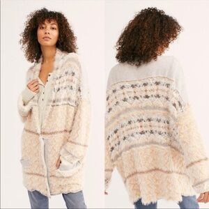 NWT Free People Pink and Grey Cardigan sz S